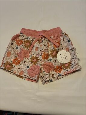 Caden Lane Pink Floral Drawstring Kids Shorts
